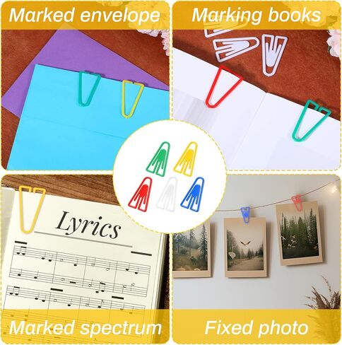 50Pcs Plastic Paper Clips Long Mixed Color Triangle Clips Bookmarks Smooth Colored Paperclip Clamp Assorted Colors Paper Clip for Scrapbooking Planners Notebook Documents Craft Office Home Supplies in Saudi Arabia