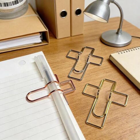 Cross Paper Clips 14 Pack, Large Metal Cross Shaped Paper Clips in Gold Silver Rose Gold, Christian Bible Study Clips with 2 Gift Boxes for Journals, Planners, Church Supplies in Saudi Arabia