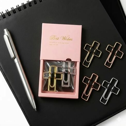 Cross Paper Clips 14 Pack, Large Metal Cross Shaped Paper Clips in Gold Silver Rose Gold, Christian Bible Study Clips with 2 Gift Boxes for Journals, Planners, Church Supplies in Saudi Arabia