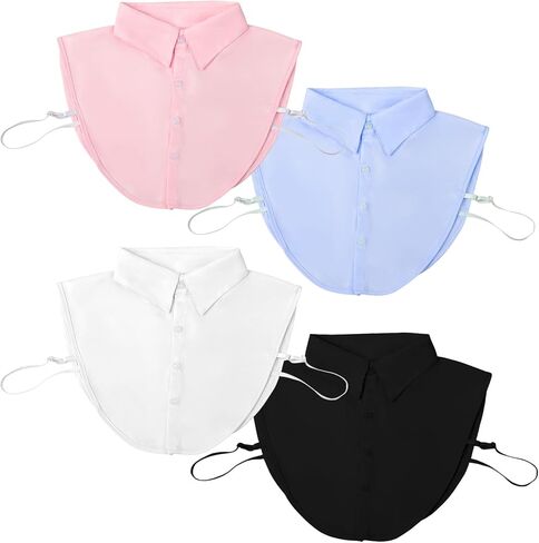 logohu 4 Pcs Fake Collar Detachable False Dickey Collar, Faux Dickie Collars Blouses Half Shirt Collars for Women Daily Graduation Halloween in Kuwait