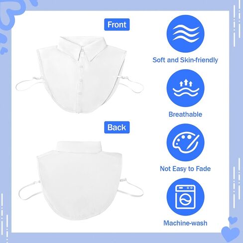 logohu 4 Pcs Fake Collar Detachable False Dickey Collar, Faux Dickie Collars Blouses Half Shirt Collars for Women Daily Graduation Halloween in Kuwait