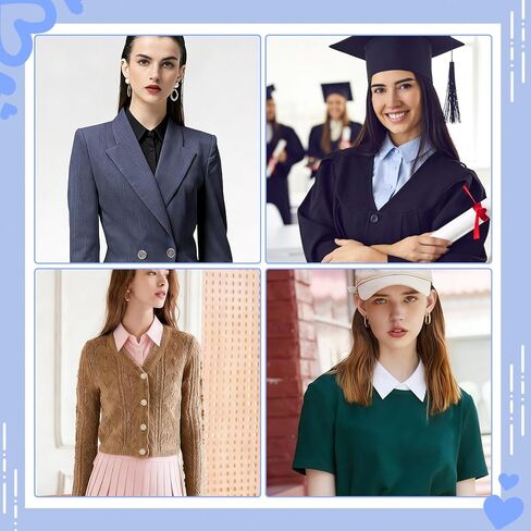 logohu 4 Pcs Fake Collar Detachable False Dickey Collar, Faux Dickie Collars Blouses Half Shirt Collars for Women Daily Graduation Halloween in Kuwait