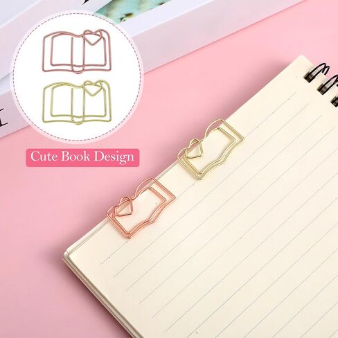 40 Pcs Book Paper Clips Gold & Rose Gold Mini Heart Decorative Clips Cute Metal Bookmarks with Love Heart Paper Clamps Holders for Fun Office Supplies School Gifts Wedding Decorations in Saudi Arabia