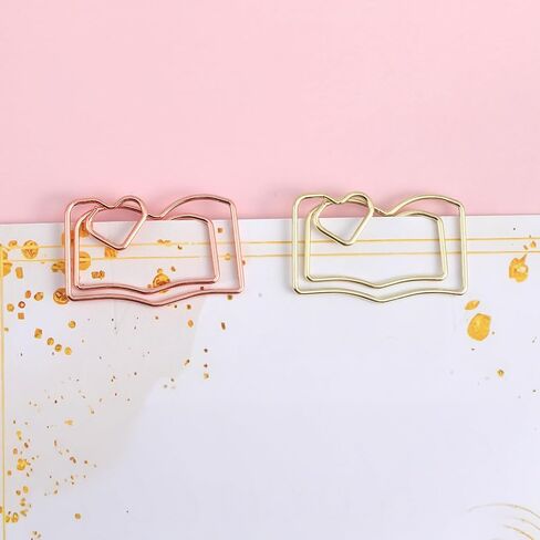 40 Pcs Book Paper Clips Gold & Rose Gold Mini Heart Decorative Clips Cute Metal Bookmarks with Love Heart Paper Clamps Holders for Fun Office Supplies School Gifts Wedding Decorations in Saudi Arabia