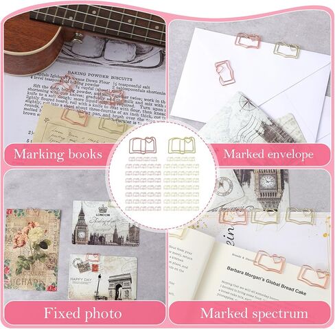 40 Pcs Book Paper Clips Gold & Rose Gold Mini Heart Decorative Clips Cute Metal Bookmarks with Love Heart Paper Clamps Holders for Fun Office Supplies School Gifts Wedding Decorations in Saudi Arabia