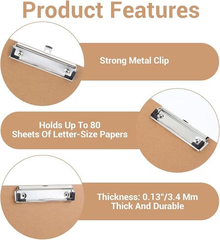 3 Pieces Extra Large 11x17 Clipboard Vertical Extra Large Clipboard Hardboard Low Profile Clip 13 x 18 Clipping Board(Wood Color) in Saudi Arabia