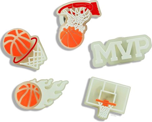 5 قطع من سحر الأحذية المضيئة لموضوع كرة السلة، سحر حذاء LED ثلاثي الألوان يعمل بالاهتزاز للأحذية القبقاب، ملحقات أحذية مقاومة للماء من البولي فينيل كلوريد الممتاز هدايا لمحبي كرة السلة للأطفال والمراهقين والبالغين in Kuwait