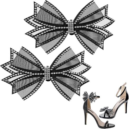 2 Pcs Shoe Clips, Elegant Rhinestone Bow Shoe Jewelry, Detachable Mesh Rhinestone Bow High Heel Shoes Clips for Women Girls Wedding Party Shoes Buckle Bag Clothing Hair Accessories in Saudi Arabia