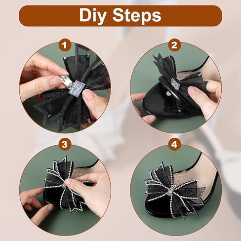 2 Pcs Shoe Clips, Elegant Rhinestone Bow Shoe Jewelry, Detachable Mesh Rhinestone Bow High Heel Shoes Clips for Women Girls Wedding Party Shoes Buckle Bag Clothing Hair Accessories in Saudi Arabia