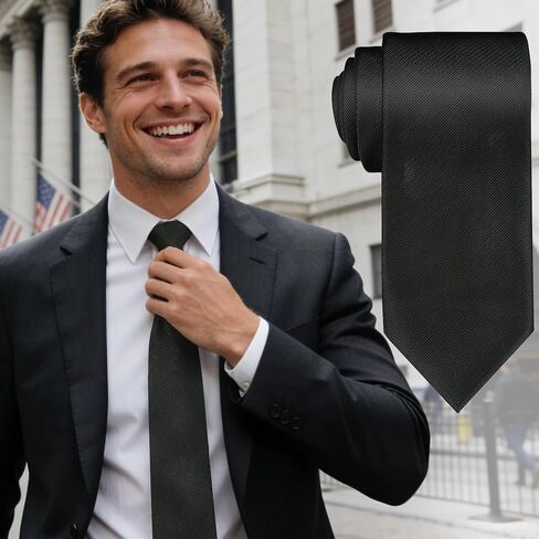 Mens Black Tie, Black Ties for Men, Solid Color Neckties, Mens Neck Ties Formal for Wedding, Business, Graduation& Party,3.15" Wide in Saudi Arabia