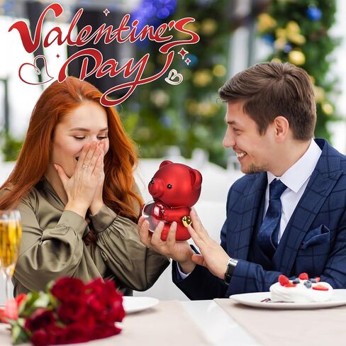 Preserved Red Real Rose with Heart Necklace，Eternal Flowers Rose Bear Gifts for Mom Wife Girlfriend on Mothers Day Birthday Valentines Christmas Anniversary Romantic Gifts for Her in Saudi Arabia