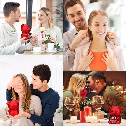 Preserved Red Real Rose with Heart Necklace，Eternal Flowers Rose Bear Gifts for Mom Wife Girlfriend on Mothers Day Birthday Valentines Christmas Anniversary Romantic Gifts for Her in Saudi Arabia