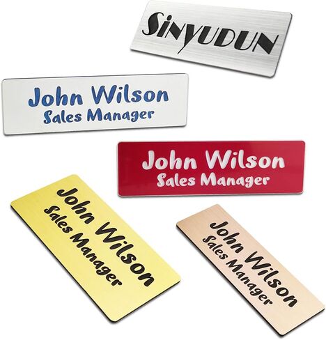 Custom Engraved Name Tag Badges for Business, Personalized Identification with Pin, Magnetic, Adhesive, or Blank Backing, 1"x3", Silver/Black Text in Saudi Arabia