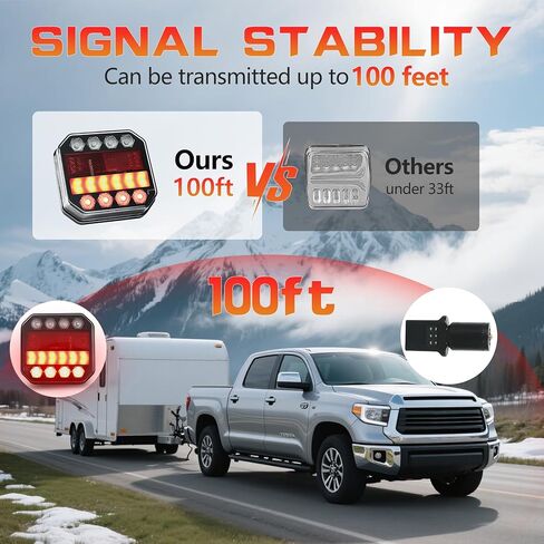 مجموعة مصابيح مقطورة لاسلكية مغناطيسية، قابلة لإعادة الشحن LED مع قاعدة مغناطيسية قوية للغاية 90 رطل، نطاق 100 قدم، مقاومة للماء IP67، 6 أوضاع للإضاءة، للشاحنات والقوارب والمركبات الترفيهية والتخييم in Kuwait
