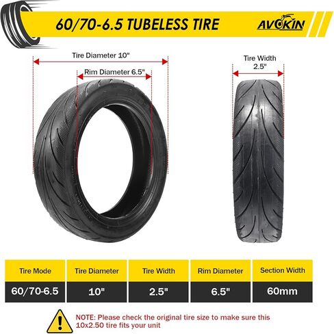 60/70-6.5 Tubeless Scooter Tire,10x2.50 Electric Scooter Tire with Valve for Segway Ninebot MAX G30 Series in Kuwait