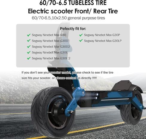 60/70-6.5 Tubeless Scooter Tire,10x2.50 Electric Scooter Tire with Valve for Segway Ninebot MAX G30 Series in Kuwait