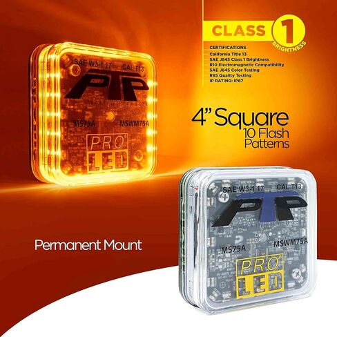 Pro LED MS75A منارة LED صغيرة دائمة التركيب باللون الكهرمان مع 10 أنماط فلاش، 24 مصباح LED قوي بقدرة 1 وات، سطوع فئة SAE 1، 10 إلى 48 فولت تيار مستمر، تتضمن أجهزة تركيب من الفولاذ المقاوم للصدأ in Saudi Arabia