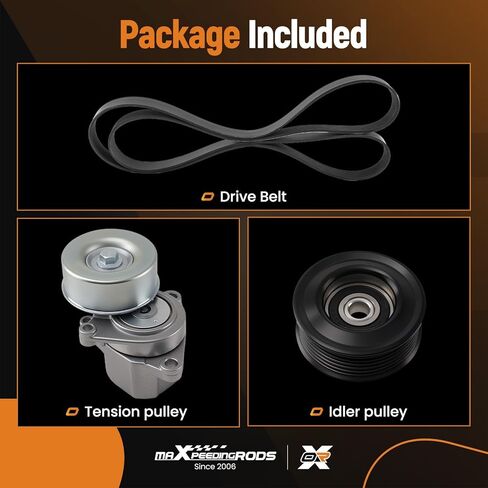 طقم شداد حزام سيربنتين من maxpeedingrods لسيارة Nissan Rogue GAS 2008-2013 Rogue Select GAS 2014-2015 L4 2.5L مجموعة بكرة وشد الحزام مجموعة حزام سيربنتين 90k-38284 in Saudi Arabia