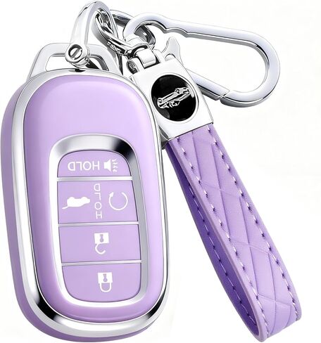Key Fob Cover for Honda - Premium Soft TPU Shell Full Protection Case with Keychain, Fits Accord Civic HR-V CR-V Pilot Passport, Black 4-Button in Saudi Arabia