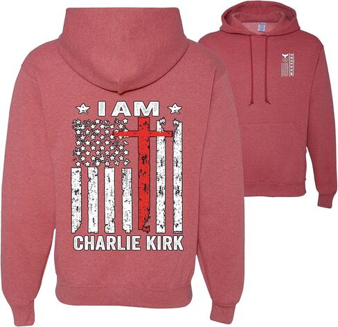 wild custom apparel Charlie Kirk Freedom Flag Pocket Front & Back I Am Charlie Kirk Usa Flag Sweatshirt Hoodies in Saudi Arabia