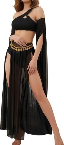 FEOYA Women's Belly Dancer Costumes Set Sexy Halter Crop Top Mesh Maxi Slit Skirt Party Dancing Outfits S-XXL in Saudi Arabia