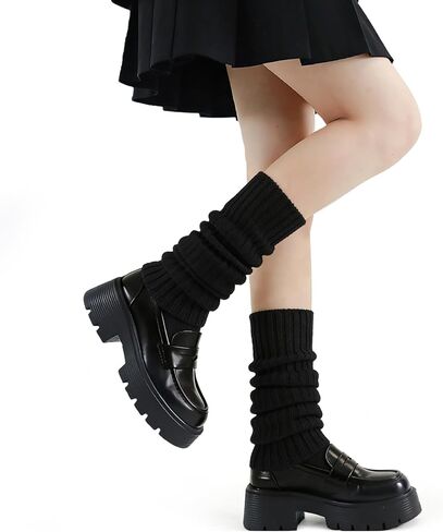 Women Y2K Kawaii Leg Warmers, Japanese Knit Long Ribbed Boot Socks, Retro 80s Winter Warm Boot Warmers in Saudi Arabia