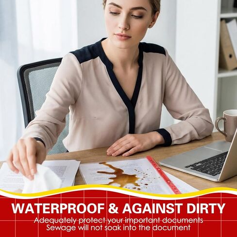 50 حزمة من واقيات الورق، حافة حمراء عالية التحمل قياسية 8.5 × 11 بوصة واقيات صفحات ورقية لـ 3 حلقات ربط شفافة وأكمام حافظة للمستندات لمستلزمات القرطاسية المكتبية in Saudi Arabia
