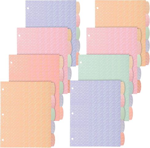 Honoson 8 مجموعات 5 فواصل علامات التبويب ثلاثية الأبعاد أزياء علامة تبويب كبيرة ل 3 مجلدات حلقة 8.5 × 11 بوصة ورق متعدد الألوان صفحة قصاصات فواصل مؤشر الموثق مع ملصقات لاصقة لمكتب المدرسة in Saudi Arabia
