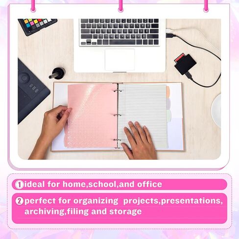 Honoson 8 مجموعات 5 فواصل علامات التبويب ثلاثية الأبعاد أزياء علامة تبويب كبيرة ل 3 مجلدات حلقة 8.5 × 11 بوصة ورق متعدد الألوان صفحة قصاصات فواصل مؤشر الموثق مع ملصقات لاصقة لمكتب المدرسة in Saudi Arabia