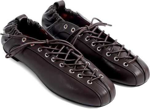 STALOV الباليه الشقق للنساء الجلود الدانتيل يصل جولة تو ماري جين أحذية موضة الراحة فستان العمل عادية الانزلاق على حذاء مسطح in Kuwait