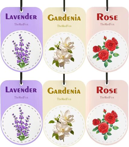 12 قطعة من معطرات هواء السيارة المعلقة، روائح معطرة تدوم طويلاً، لافندر روز جاردينيا، ديكور معلق على شكل نبات، ملحقات تزيين للمنزل أو السيارة in Kuwait