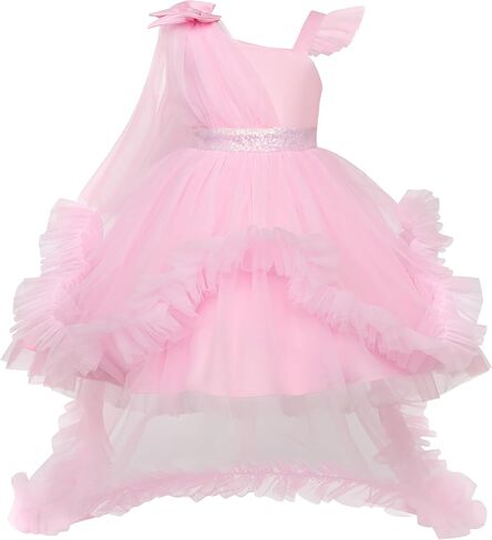 JerrisApparel Flower Girls Dress High-Low Ruffle Ball Gown for Pageant Birthday Wedding in Saudi Arabia