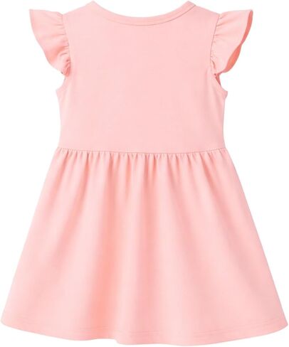 HILEELANG Girls Easter Dress Short Sleeve Cotton Casual Dress, Suitable for Toddlers, Cute and Soft Spring/Summer Dress 2-7Y in Kuwait