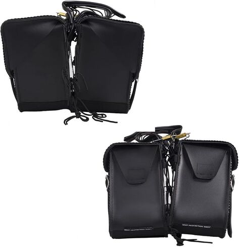 GARGOYLE BELLS Motorcycle Saddle Bags Synthetic Leather Luggage Bag Waterproof Throw Over Saddlebags For Motorcycle Softails Sportsters Choppers Dyna V-star Shadow (With Studs, Black, 13"x13“x10") in Saudi Arabia