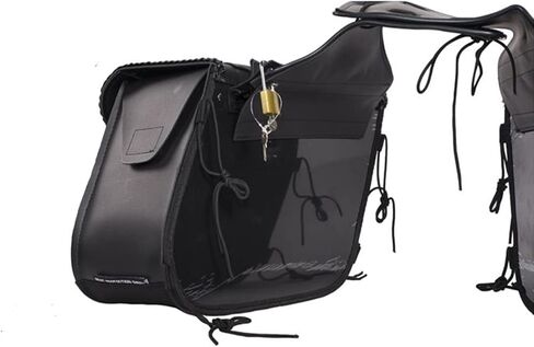 GARGOYLE BELLS Motorcycle Saddle Bags Synthetic Leather Luggage Bag Waterproof Throw Over Saddlebags For Motorcycle Softails Sportsters Choppers Dyna V-star Shadow (With Studs, Black, 13"x13“x10") in Saudi Arabia