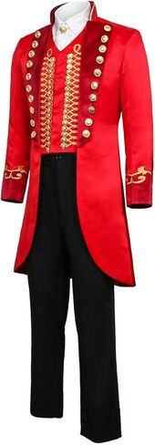 زي السيرك الأحمر للرجال البالغين، Ringmaster PT Barnum Showman زي تنكري للحفلات، بدلة سترة (X-Large، أحمر) in Kuwait