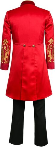 زي السيرك الأحمر للرجال البالغين، Ringmaster PT Barnum Showman زي تنكري للحفلات، بدلة سترة (X-Large، أحمر) in Kuwait