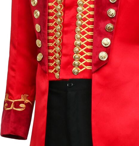 زي السيرك الأحمر للرجال البالغين، Ringmaster PT Barnum Showman زي تنكري للحفلات، بدلة سترة (X-Large، أحمر) in Kuwait