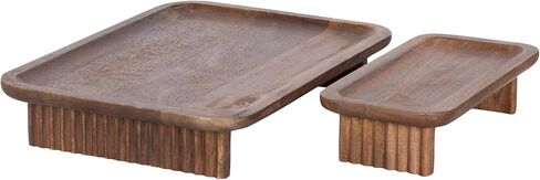 Kate and Laurel Risecroft Modern Two-Piece Ribbed Elevated Tray Set, 2 Piece Set, Walnut Brown, Mid-Century Food-Safe Serving Trays for Use as Charcuterie Board Set or Sponge Holders in Saudi Arabia