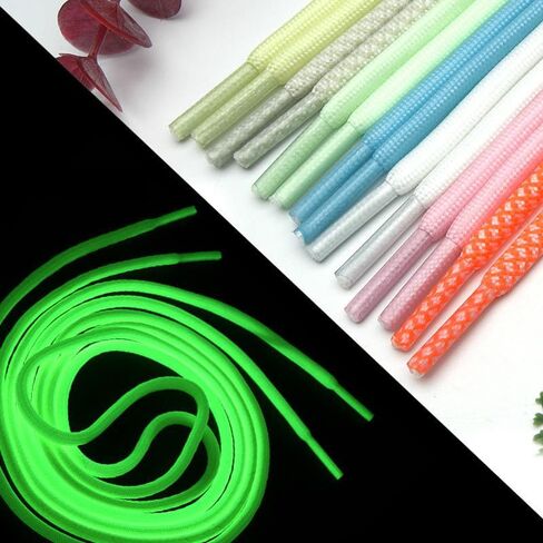 Santimon 2 أزواج رباط الحذاء المستدير المضيء يتوهج في الظلام رباط الحذاء الرياضي الملون للأطفال الأطفال سلاسل أحذية العمل الثقيلة in Saudi Arabia