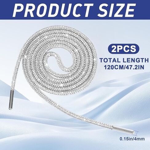 Uncle Yang Rhinestone Shoe Laces 2PCS Bling Shoe Laces Crystal Bling Diamond Rope Shoes Strings for Sneakers & Concert Outfits for Sweatpants Shorts Crystal Hoodies in Kuwait