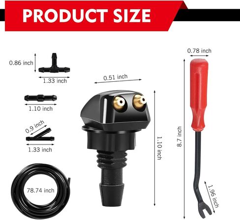 10 PCS Windshield Washer Nozzles Kit, Adjustable Front Hood Jet Kit with Hose, Double-hole Windscreen Wiper Spray Set, Universal for Most Cars, Trucks, SUVs (Multicolored) in Saudi Arabia