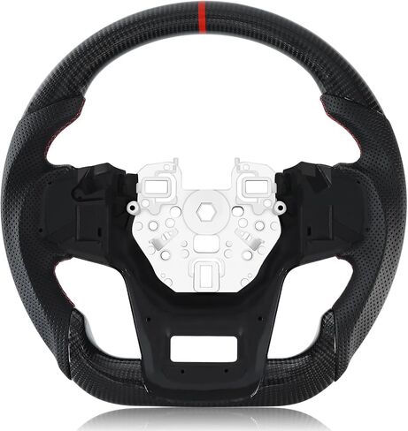 Real Carbon Fiber Steering Wheel For Ford Bronco D-shaped With stitching Nappa Perforated Leather Flat-bottom Steering Wheel For Ford Bronco 2021-2023 in Kuwait