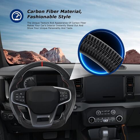 Real Carbon Fiber Steering Wheel For Ford Bronco D-shaped With stitching Nappa Perforated Leather Flat-bottom Steering Wheel For Ford Bronco 2021-2023 in Kuwait