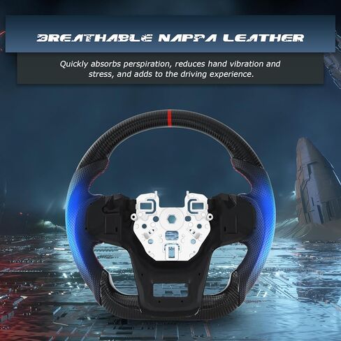 Real Carbon Fiber Steering Wheel For Ford Bronco D-shaped With stitching Nappa Perforated Leather Flat-bottom Steering Wheel For Ford Bronco 2021-2023 in Kuwait