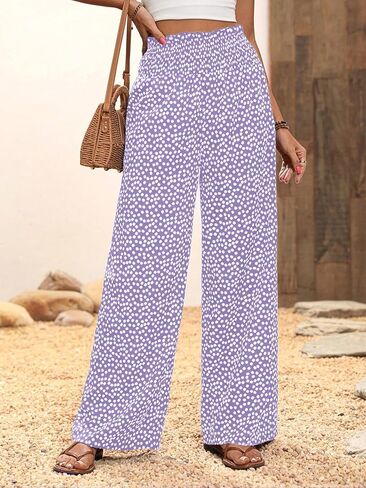 Plus Size Women's Autumn Spring Casual Straight Pants High Waist Elastic Waist Printed Pants Bohemian Trousers in Saudi Arabia
