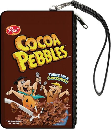 محفظة The Flintstones بسحاب حول المحفظة، علبة حبوب الكاكاو بيبلز فريد وبارني طبق الأصل باللون البني، قماش in Saudi Arabia