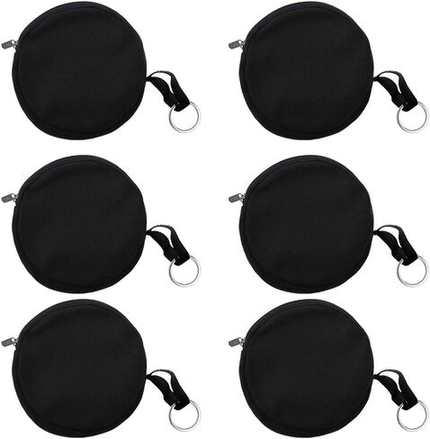 Muka 6-Pack Round Keychain Pouch، أكياس عملات من القماش القطني الأسود in Kuwait