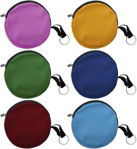Muka 6-Pack Round Keychain Pouch، أكياس عملات من القماش القطني الأسود in Kuwait