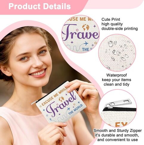 World Travel Gifts Small Coin Purse Travel Gifts for Women Traveling Coin Pouch Flight Vacation Gift for Friend Mom Travelers Change Wallet Christmas Birthday Gift for Sister Daughter Bestie in Saudi Arabia
